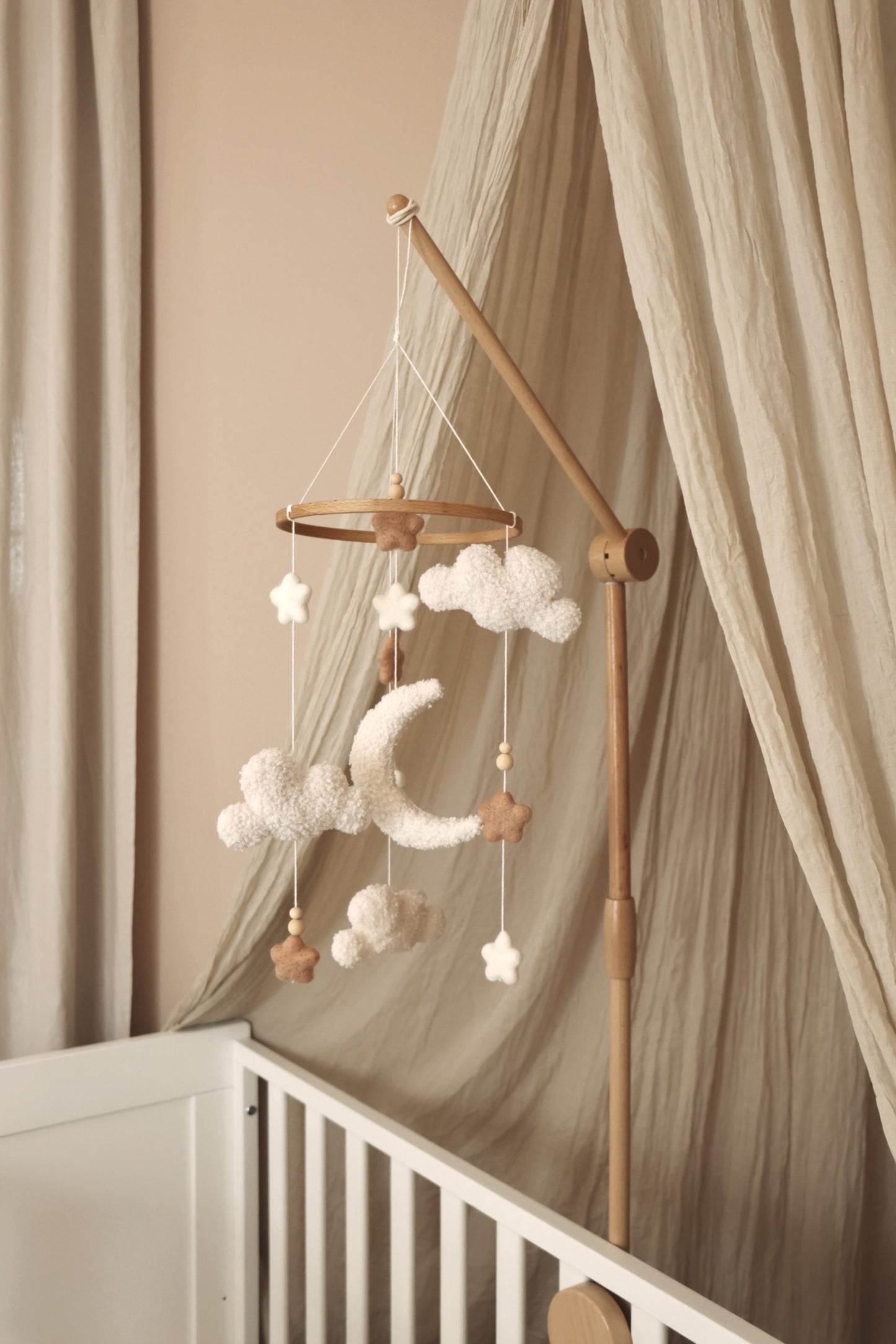 Handmade fluffy clouds baby mobile