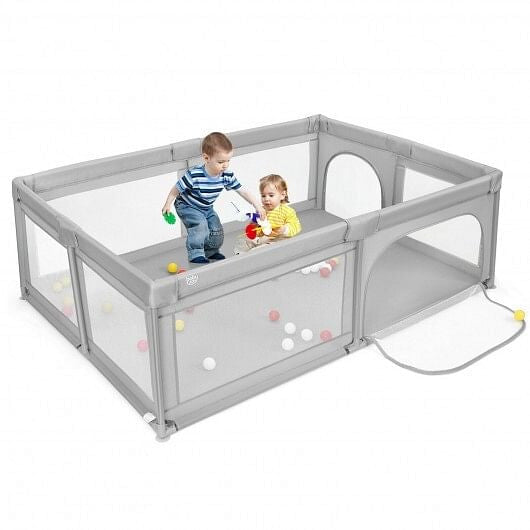 Extra-Large Safety Baby Fence with 50 Ocean Balls-Gray-9
