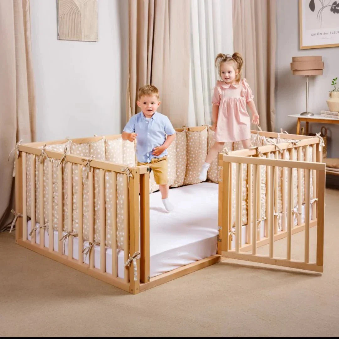 Full Montessori Floor Bed Frame for Toddlers with Fence-7
