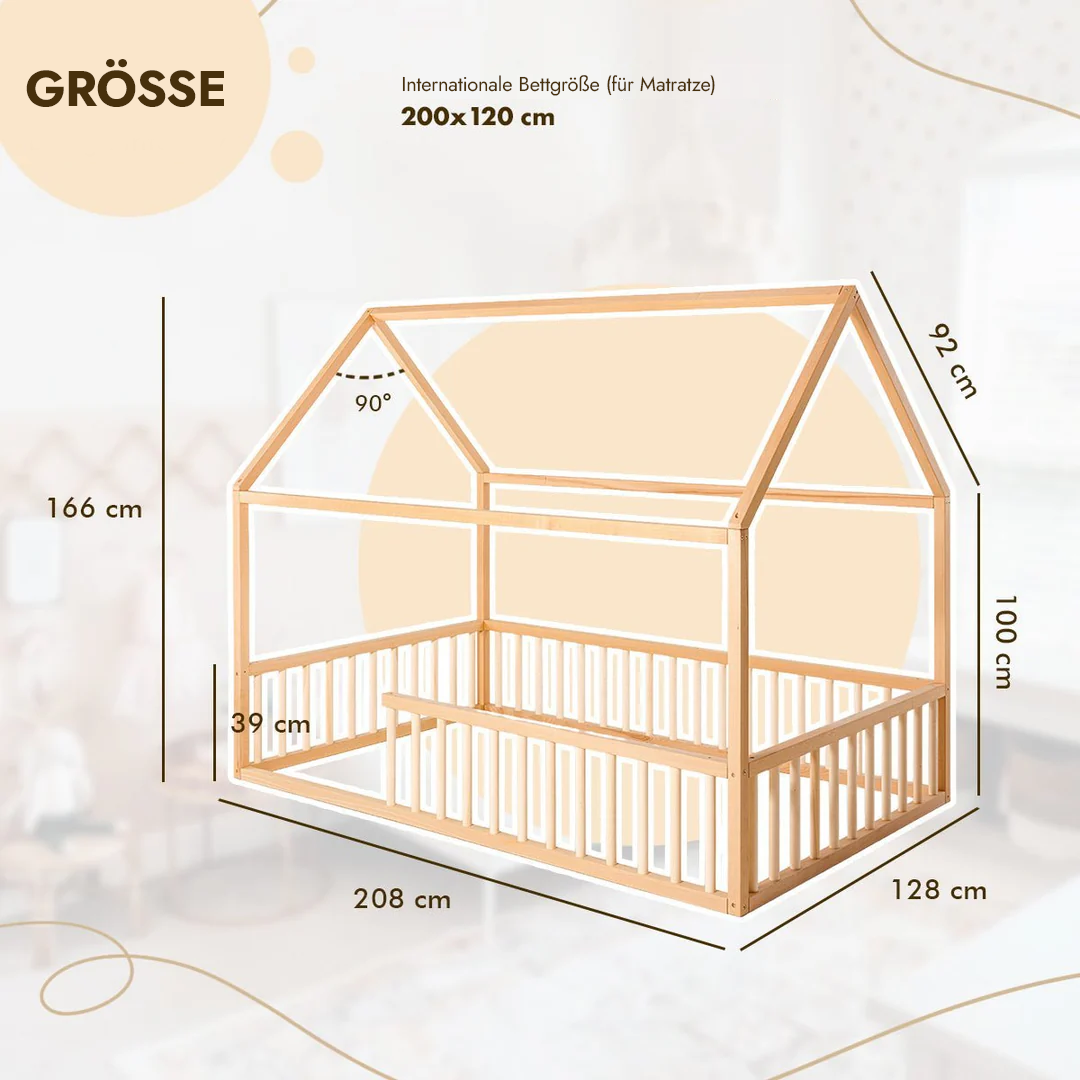 Montessori house bed for children and toddlers from 1 year old.