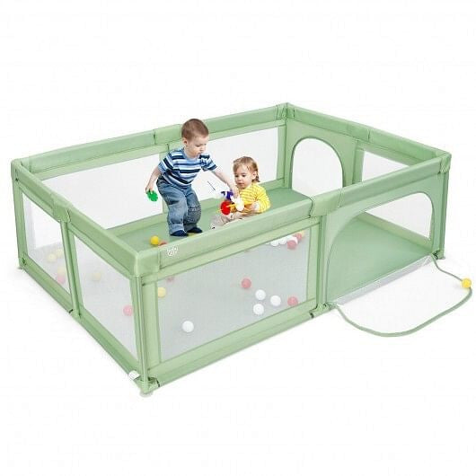 Extra-Large Safety Baby Fence with 50 Ocean Balls-Gray-4