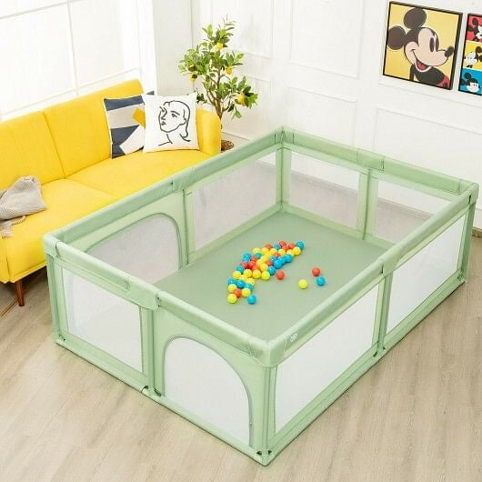 Extra-Large Safety Baby Fence with 50 Ocean Balls-Gray-5