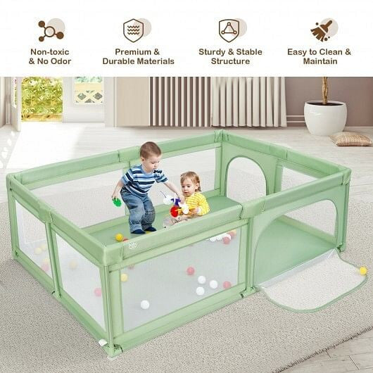Extra-Large Safety Baby Fence with 50 Ocean Balls-Gray-6