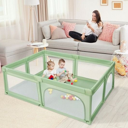 Extra-Large Safety Baby Fence with 50 Ocean Balls-Gray-8