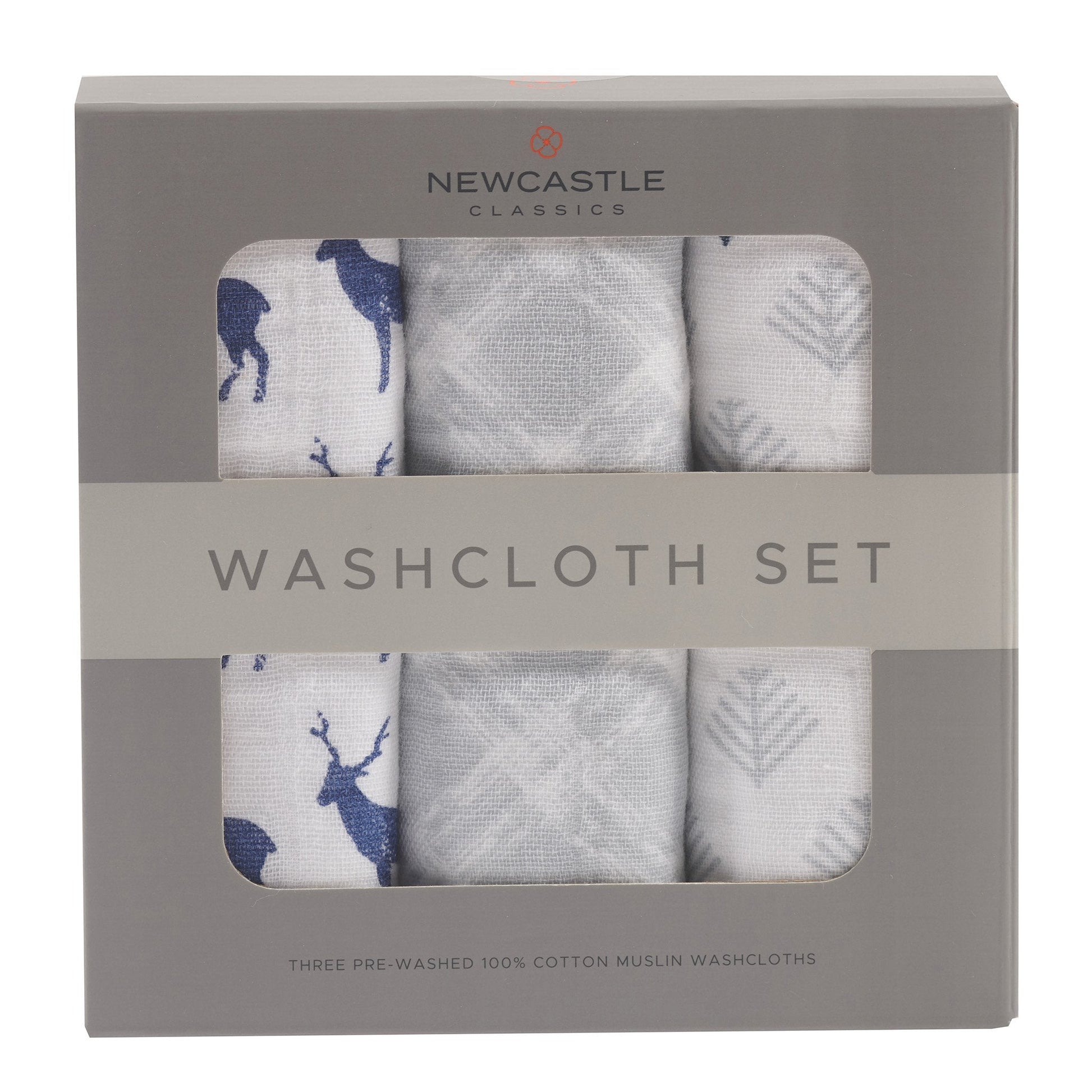 Blue Deer Cotton Washcloth Set 3PK-0