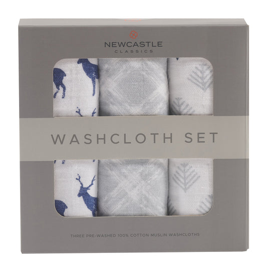 Blue Deer Cotton Washcloth Set 3PK-0