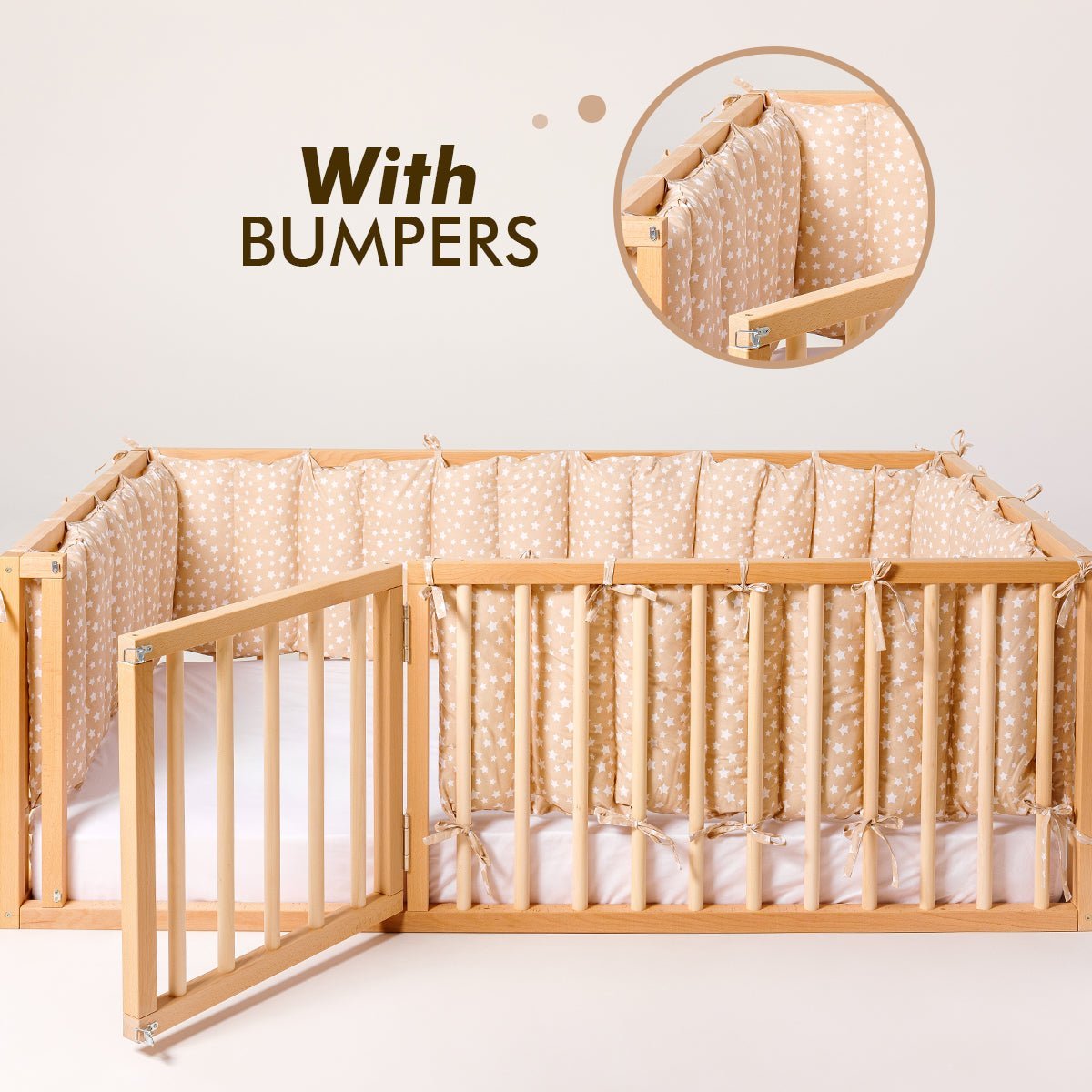 Full Montessori Floor Bed Frame for Toddlers with Fence-6