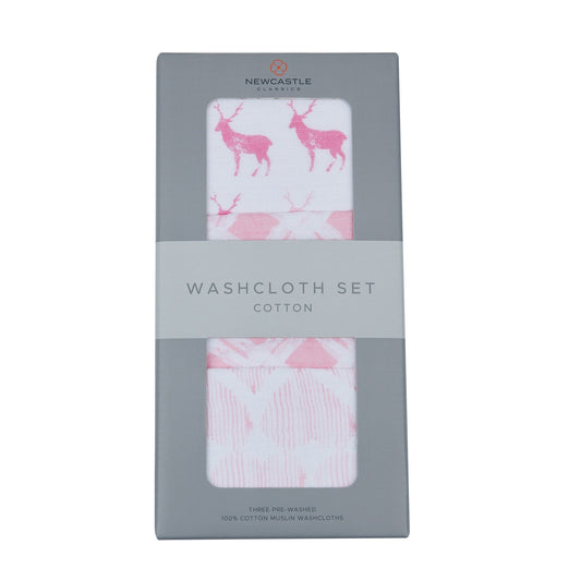 Pop of Pink Cotton Washcloth Set 3PK-0