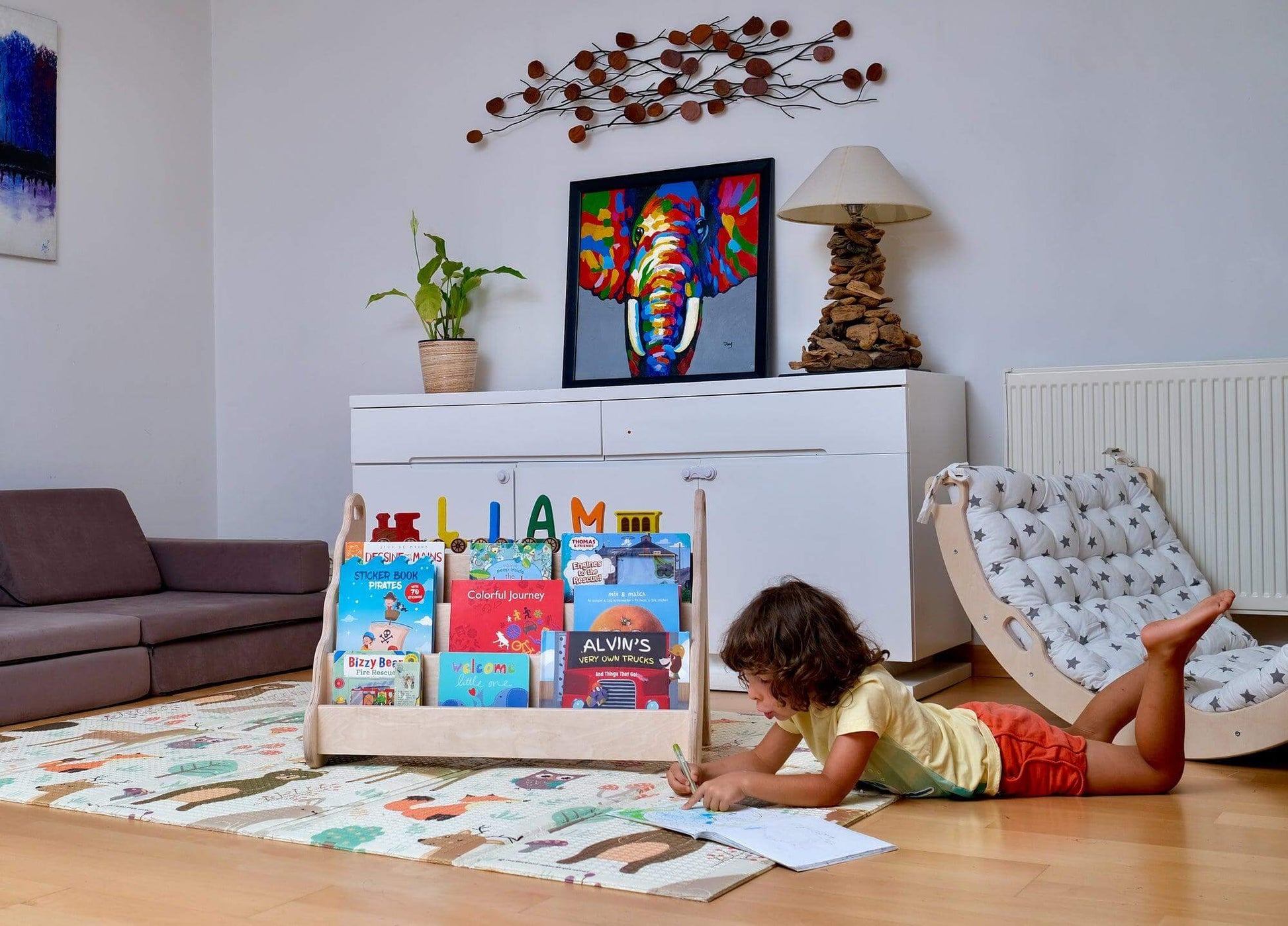 Wave Design Montessori Bookshelf / Medium Size-2