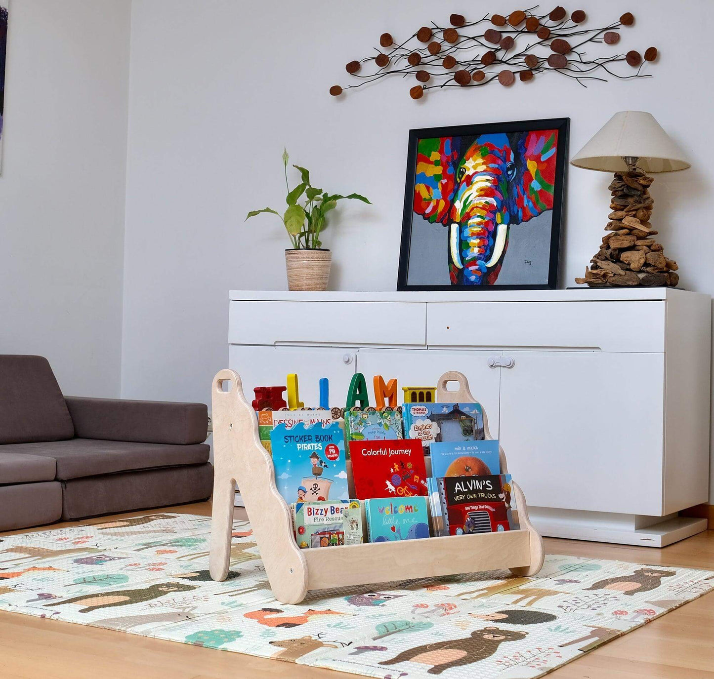 Curved Wooden Bookshelf in Multiple Sizes – Elegant Wave Design-5
