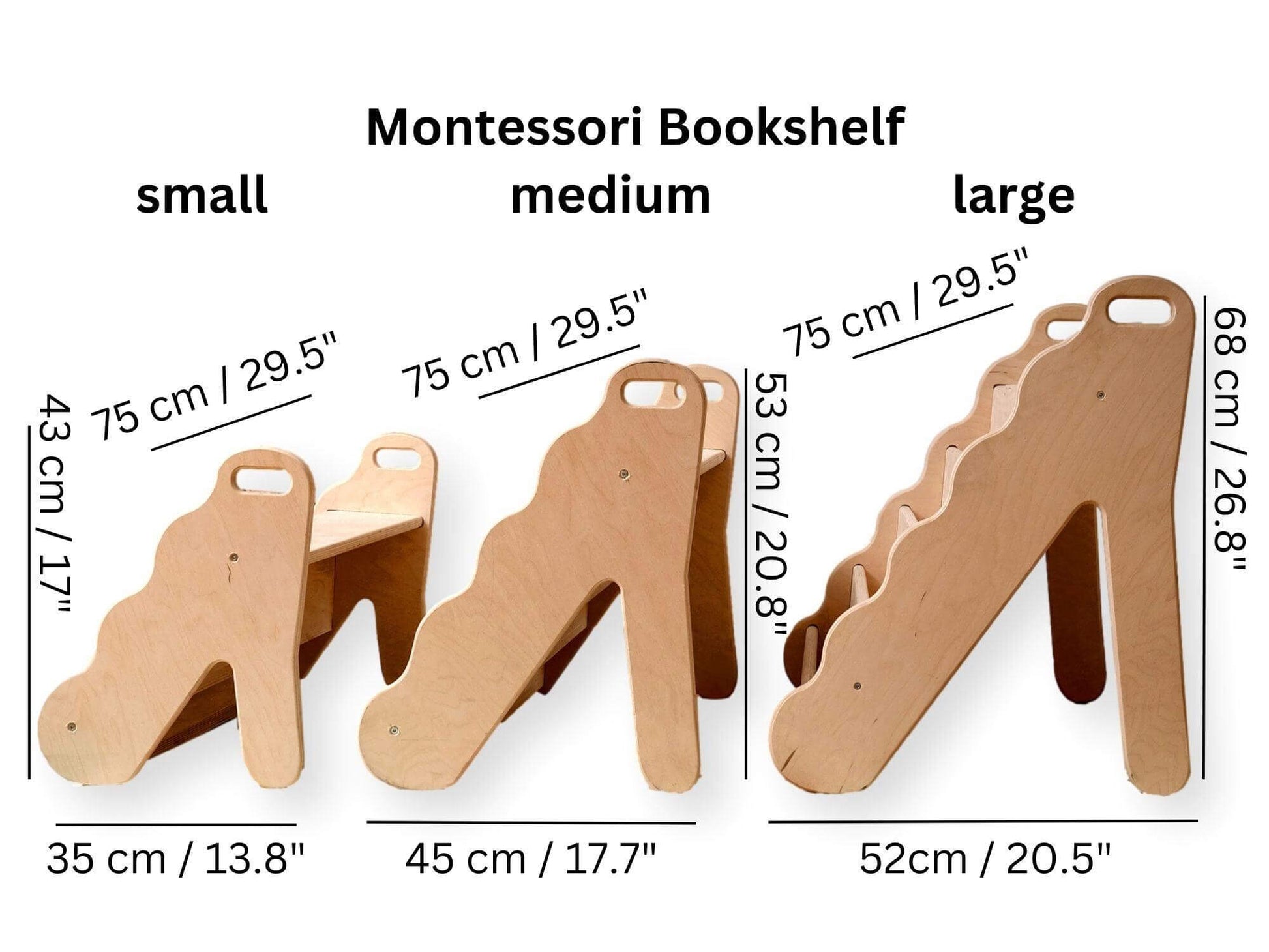 Curved Wooden Bookshelf in Multiple Sizes – Elegant Wave Design-1